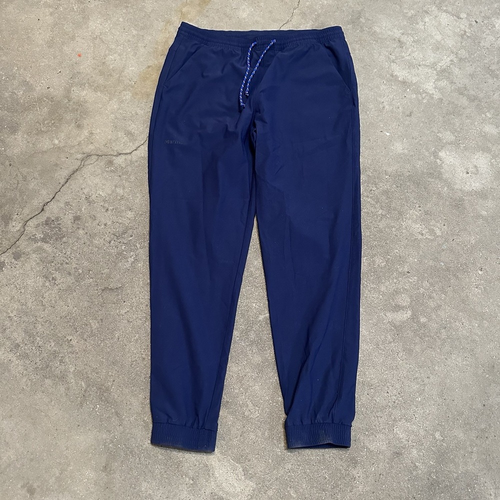 Marmot Elche Jogger Mens L Arctic Navy Blue Stretch Elastic Waist Pants‎ M12587